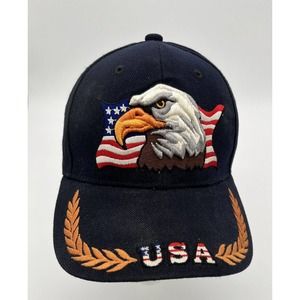 U.S.A. Patriotic Embroidered Bald Eagle American Flag Dad Adjustable Trucker Hat